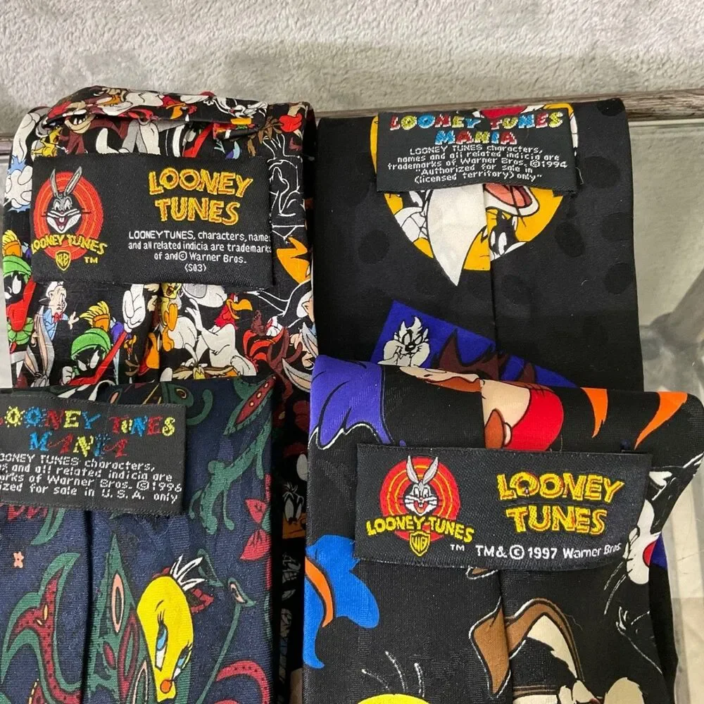 Looney Tunes Mania Vintage classic Tie lot of 4 1990's Y2K Marvin the Martian +